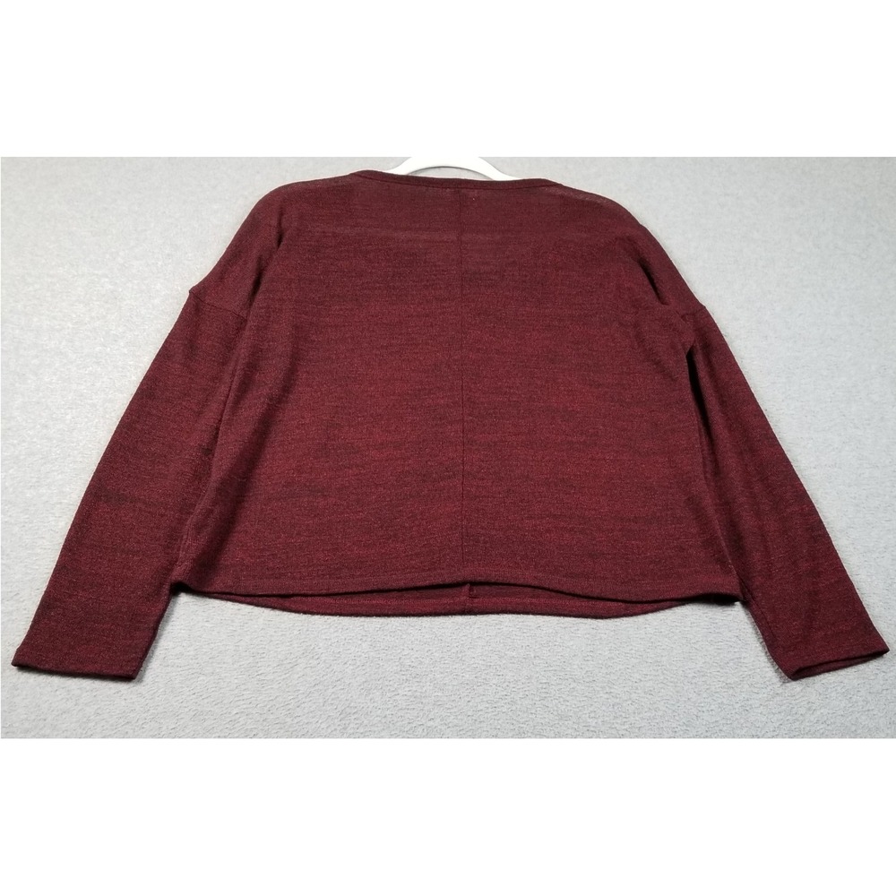 Old Navy Sweater Women's Medium M Burgundy Sheer Knit Pullover Scoop Long Sleeve - Picture 4 of 9